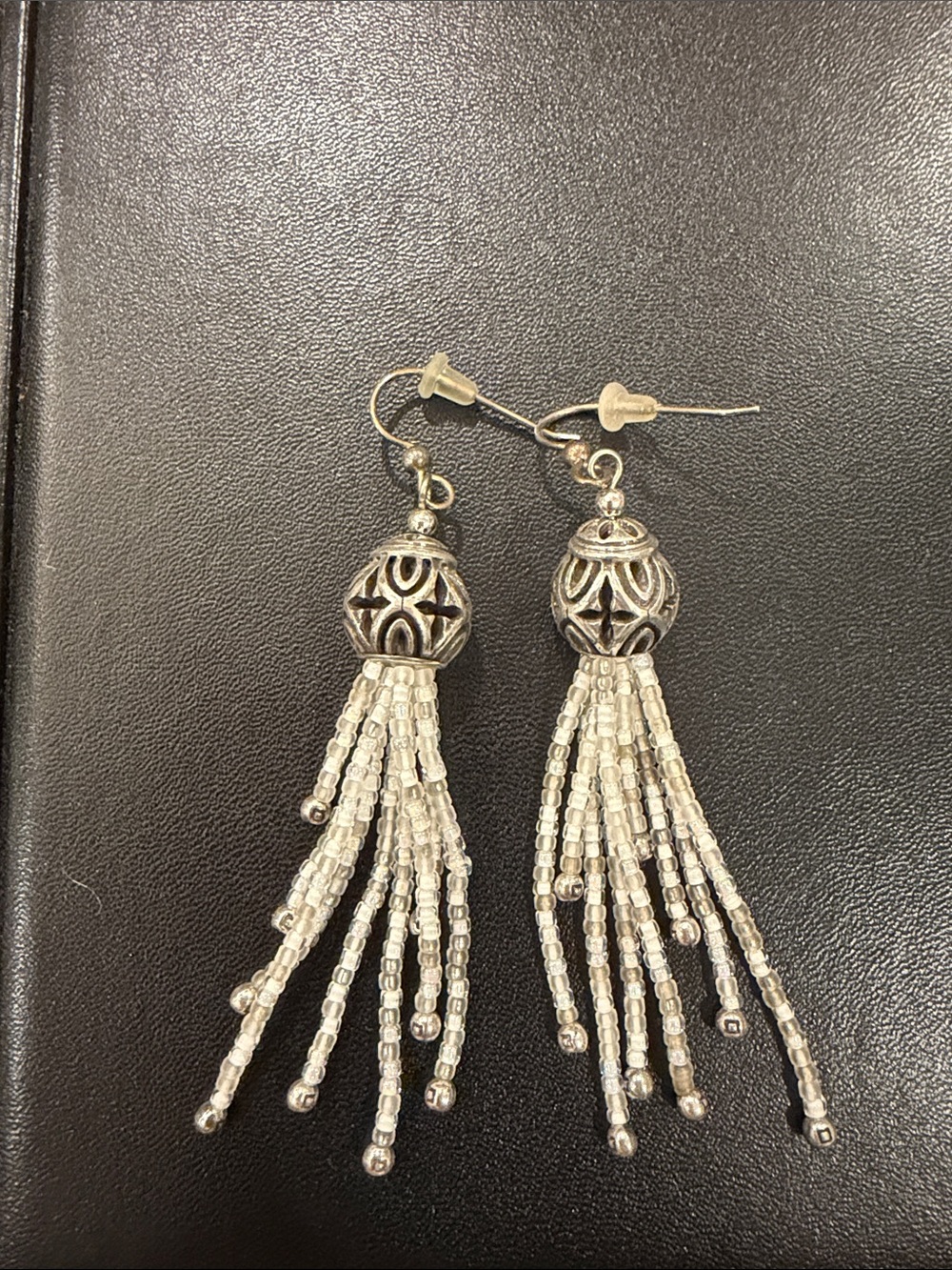 Brighton Silver Beaded Tassel Drop Earrings - Elegant Women's Jewelry